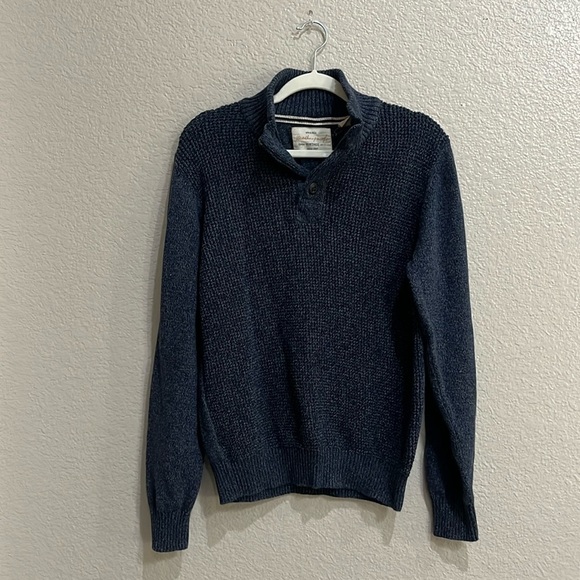 Weatherproof Other - Weatherproof Vintage Mens 1/4 Button Up Mock Neck Sweater e Size L Blue